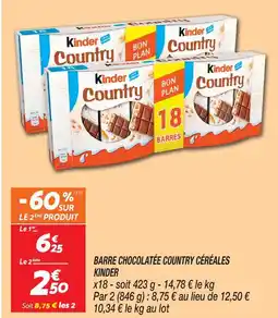 Netto Kinder barre chocolatée country céréales offre