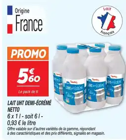 Netto Netto lait uht demi-écrémé offre