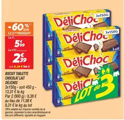 Netto Délichoc biscuit tablette chocolat lait offre