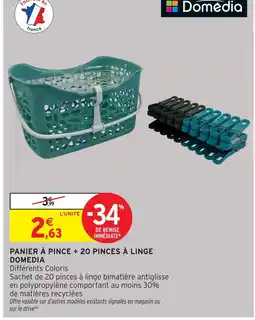 Intermarché Domedia panier à pince + 20 pinces à linge offre