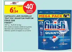 Intermarché Finish capsules lave-vaisselle tout en 1 quantum parfum frais x68 offre