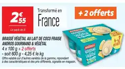 Netto Andros brassé végétal au lait de coco fraise gourmand & végétal offre