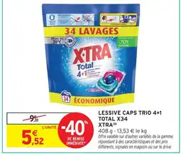 Intermarché Xtra lessive caps trio 4+1 total x34 offre