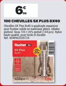 Brico Dépôt Facile - 100 chevilles sx plus 8x40 offre