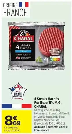 Carrefour Market Charal - 4 steaks hachés pur boeuf offre