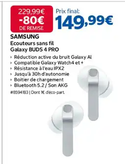 Costco SAMSUNG Ecouteurs sans fil Galaxy BUDS 4 PRO offre