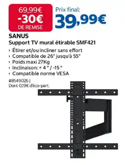 Costco SANUS Support TV mural étirable SMF421 offre