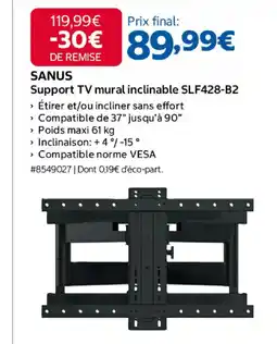 Costco SANUS Support TV mural inclinable SLF428-B2 offre
