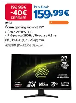 Costco MSI Écran gaming incurvé 27" offre