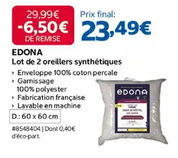 Costco EDONA Lot de 2 oreillers synthétiques offre