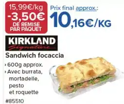 Costco KIRKLAND Sandwich focaccia offre