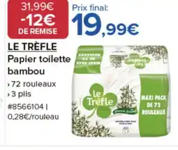 Costco LE TRÈFLE Papier toilette bambou offre