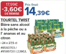 Costco TOURTEL TWIST Bière sans alcool à la pêche ou a l'ananas et au citron offre
