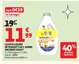 Auchan DASH Lessive liquide détergent 2 in 1 ambre orchidee offre