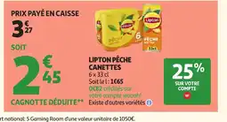 Auchan LIPTON Pêche canettes offre