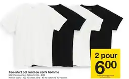 Zeeman Tee-shirt col rond ou col V homme offre