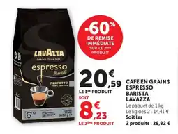Super U LAVAZZA Cafe en grains espresso barista offre