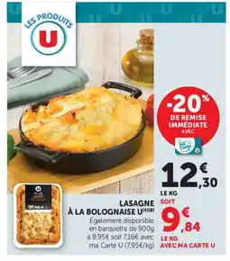 Super U U Lasagne à la bolognaise offre