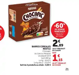 Super U CHOCAPIC Barres cereales offre