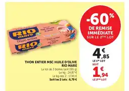 Super U RIO MARE Thon entier msc huile d'olive offre