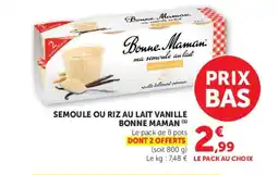 Super U BONNE MAMAN Semoule ou riz au lait vanille offre