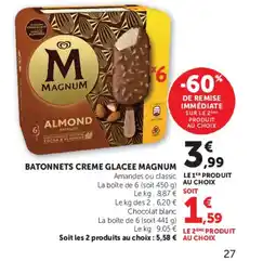 Super U MAGNUM Batonnets creme glacee offre