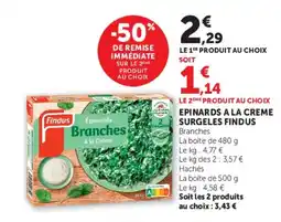 Super U FINDUS Epinards a la creme surgeles offre