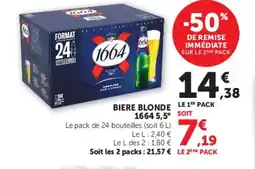 Super U 1664 5,5° Biere blonde offre