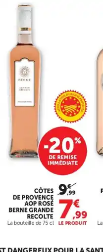 Super U Côtes de provence aop rosé berne grande recolte offre