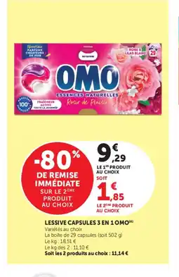 Super U OMO Lessive capsules 3 en 1 offre