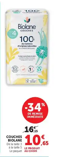 Super U BIOLANE Couches offre