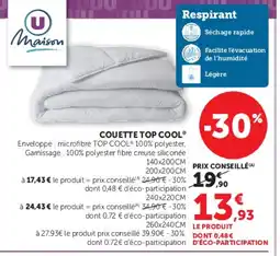 Super U Couette top cool offre