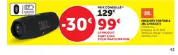 Super U JBL Enceinte portable charge 5 offre