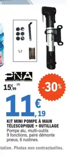 E.Leclerc Sport Kit mini pompe à main télescopique + outillage offre