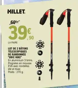 E.Leclerc Sport Lot de 2 bâtons télescopiques de randonnée ubic hike offre