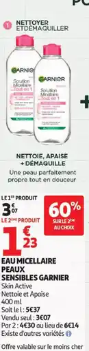 Auchan EAU MICELLAIRE PEAUX SENSIBLES GARNIER offre