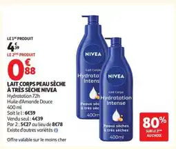 Auchan LAIT CORPS PEAU SÈCHE À TRÈS SÈCHE NIVEA offre