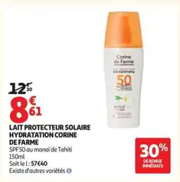 Auchan LAIT PROTECTEUR SOLAIRE HYDRATATION CORINE DE FARME offre
