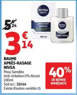Auchan BAUME APRÈS RASAGE NIVEA offre