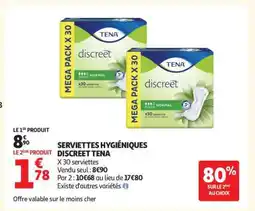 Auchan SERVIETTES HYGIÉNIQUES DISCREET TENA offre