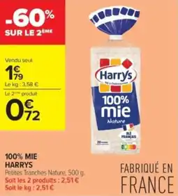 Carrefour Contact 100% mie harrys offre