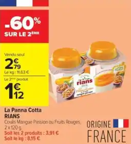 Carrefour Contact La panna cotta rians offre