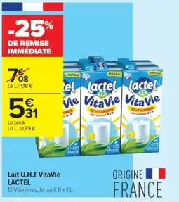 Carrefour Contact Lait u.h.t vitavie lactel offre