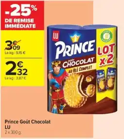 Carrefour Contact Prince goût chocolat lu offre