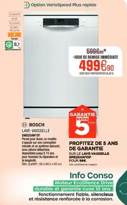 Extra Bosch lave-vaisselle offre