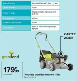 Carrefour Drive Tondeuse thermique tractée 144cc offre