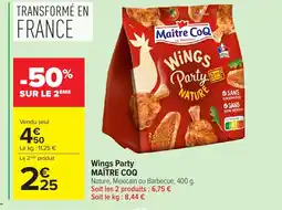 Carrefour Wings party maître coq offre