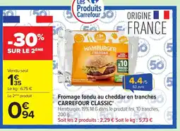Carrefour Fromage fondu au cheddar en tranches carrefour classic offre