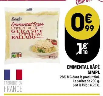 Supeco Emmental Râpé Simpl offre