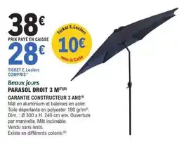 E.Leclerc PARASOL DROIT 3 M offre